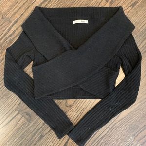 Cropped Wrap Sweater